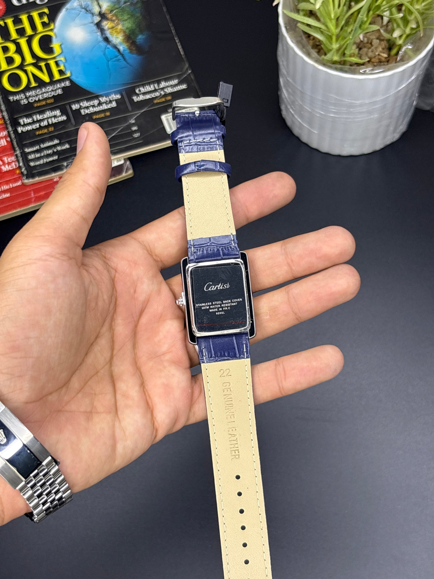 Cartisi tank strap watch - Article #136 - Blue strap blue dial