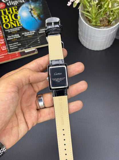 Cartisi tank strap watch - Article #137 - Black strap black dial