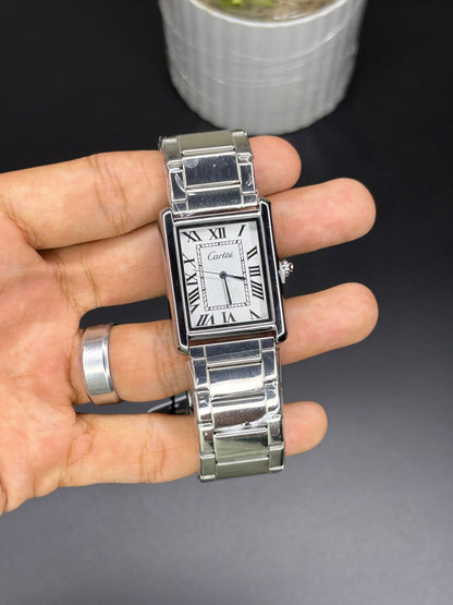 Cartisi tank watch - Article #131 - Silver chain Silver dial