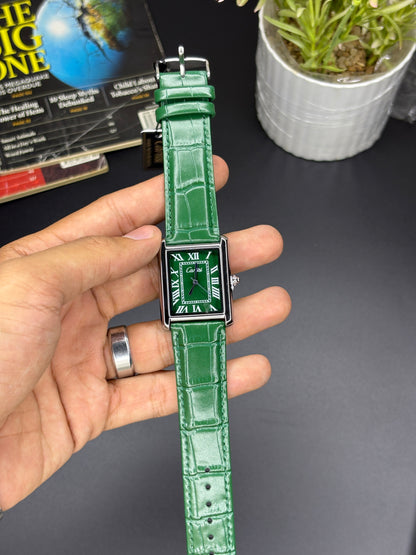 Cartisi tank strap watch - Article #135 - Green strap green dial
