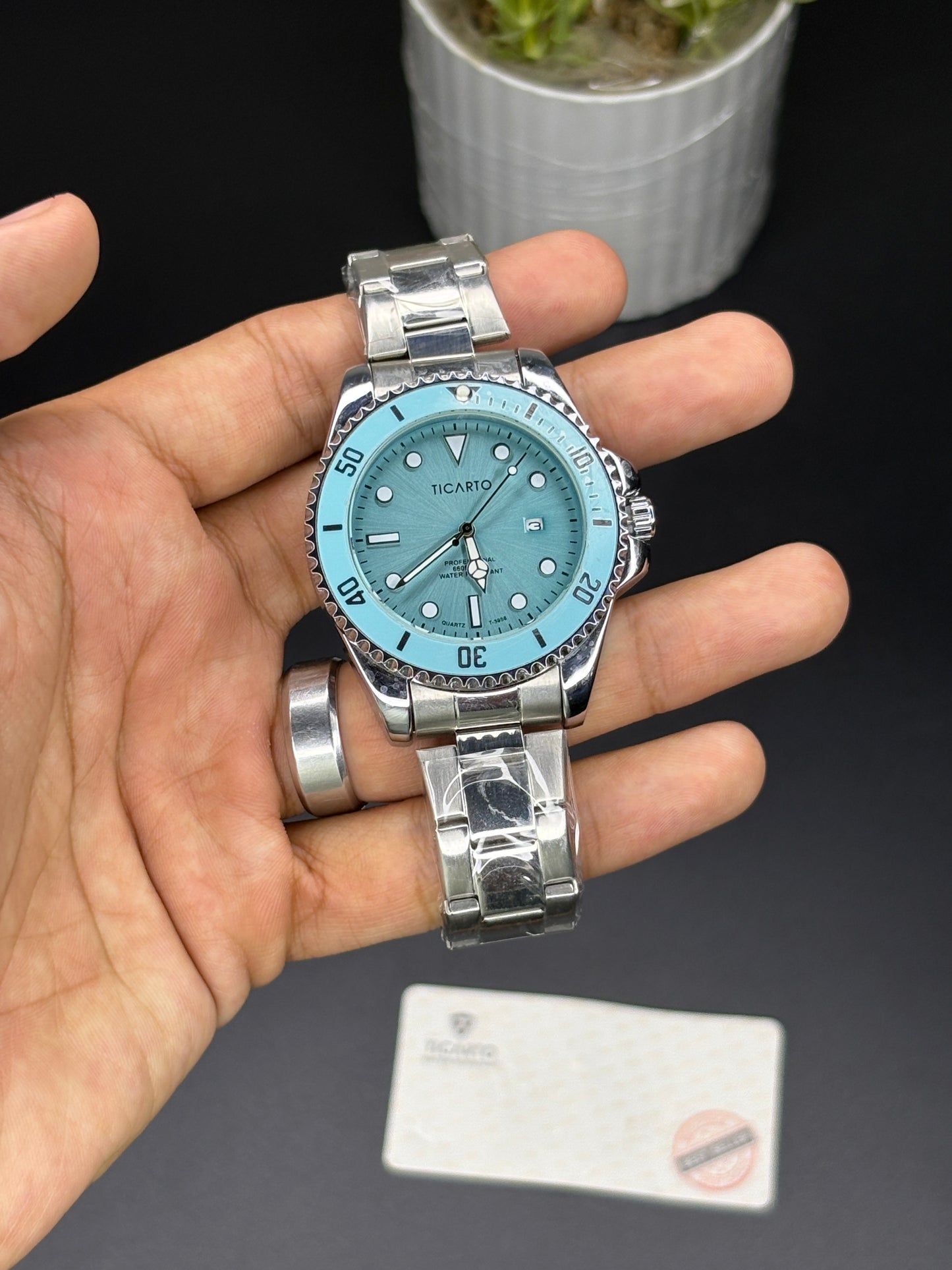 Ticarto bezel rotating design - Article #124 - Silver chain Tiffany dial