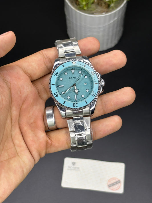 Ticarto bezel rotating design - Article #124 - Silver chain Tiffany dial