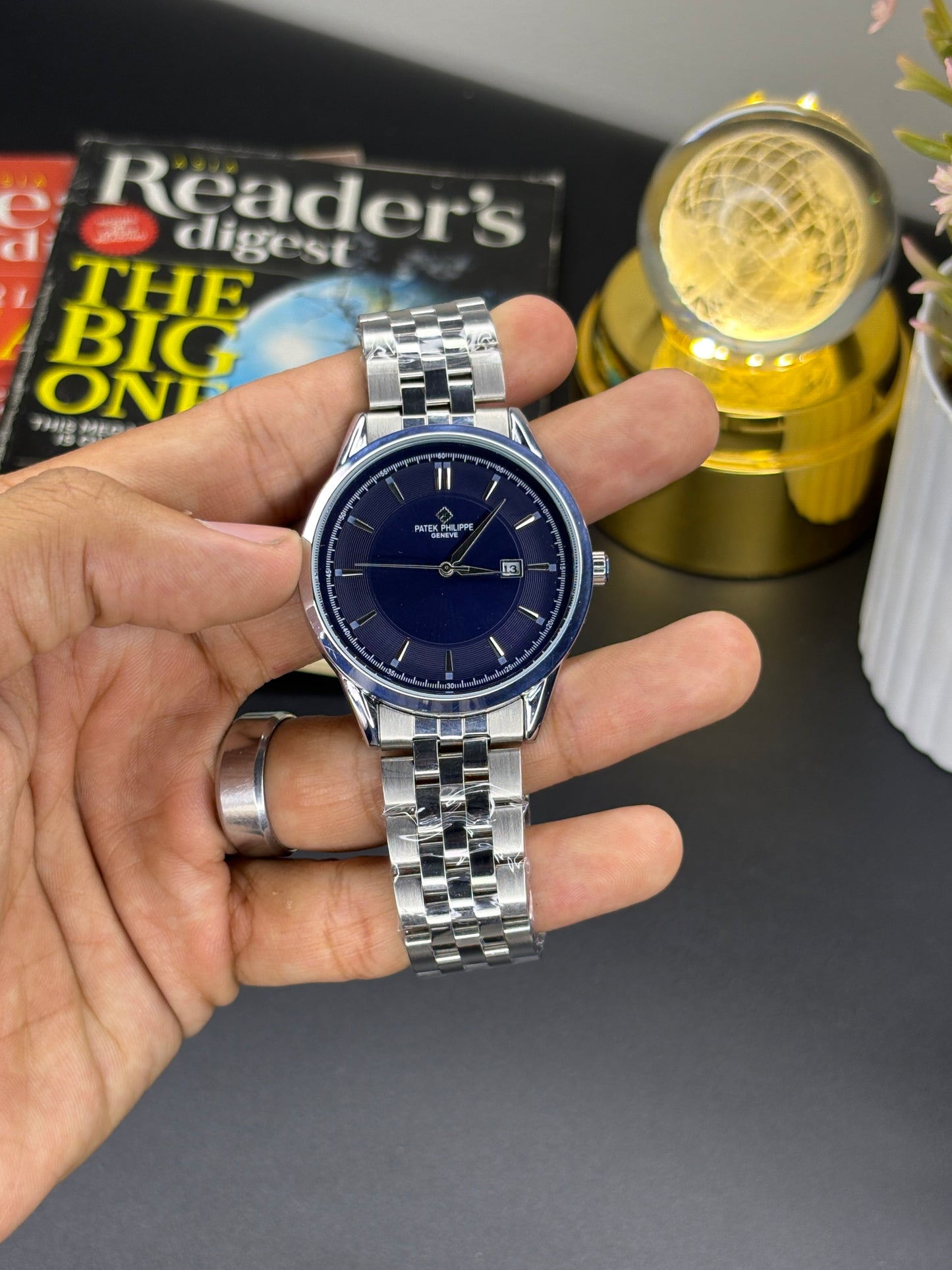 PP auto movement - Article #149 - Silver chain blue dial
